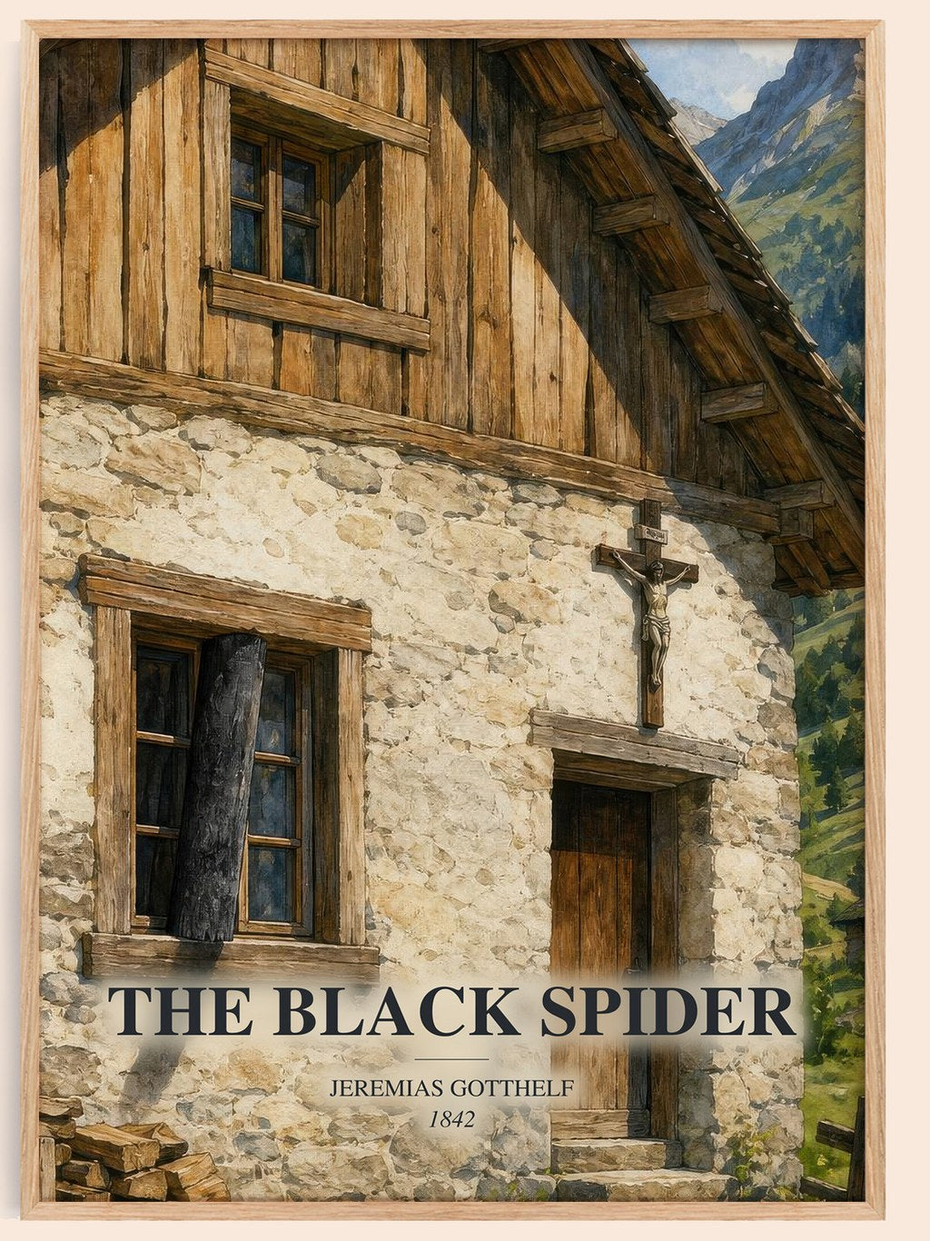 The Black Spider watercolour book poster by Jeremias Gotthelf – framed literary art print