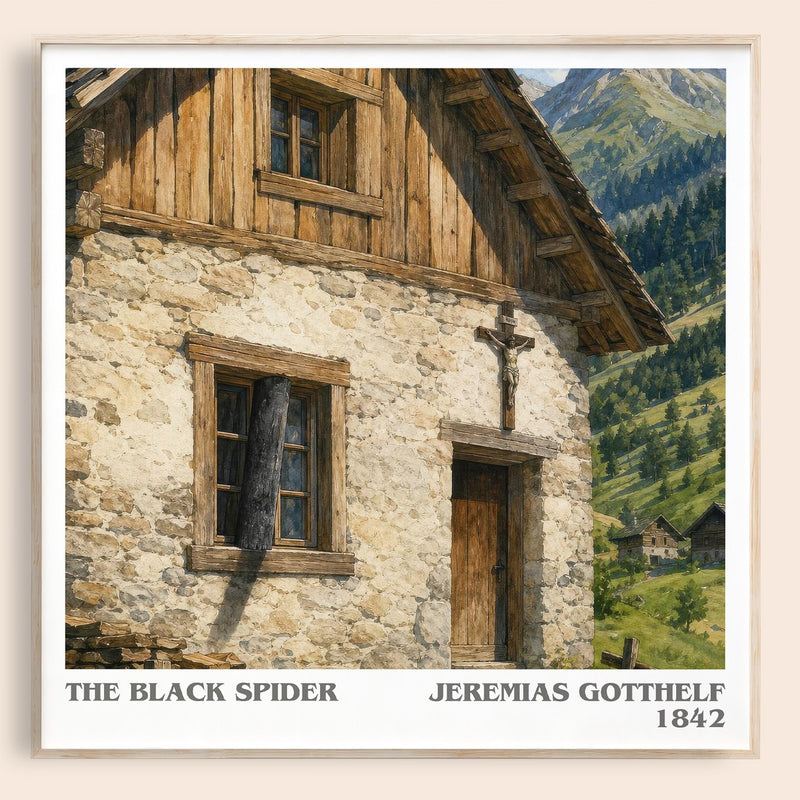 The Black Spider literary book poster by Jeremias Gotthelf – framed literary art print