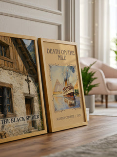 The Black Spider watercolour print framed by window – literary home decor