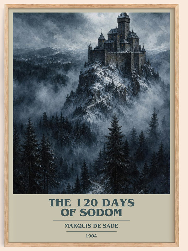 The 120 Days of Sodom book cover book poster by Marquis de Sade – framed literary art print