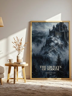 The 120 Days of Sodom watercolour print in frame leaning in hallway – philosophy wall art
