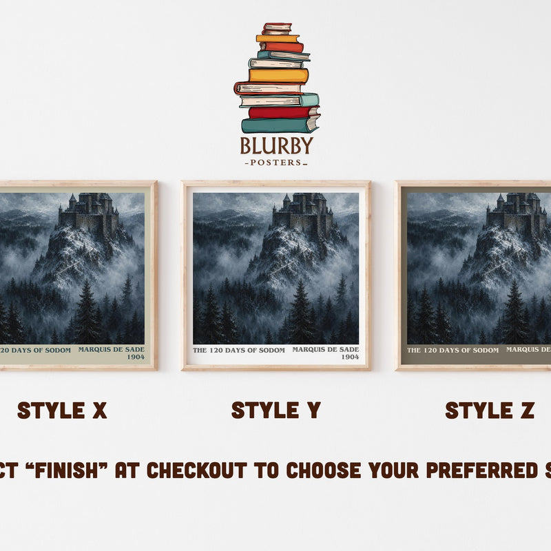 The 120 Days of Sodom literary print in frame leaning in hallway – philosophy wall art