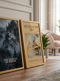 The 120 Days of Sodom watercolour print framed by window – literary home decor