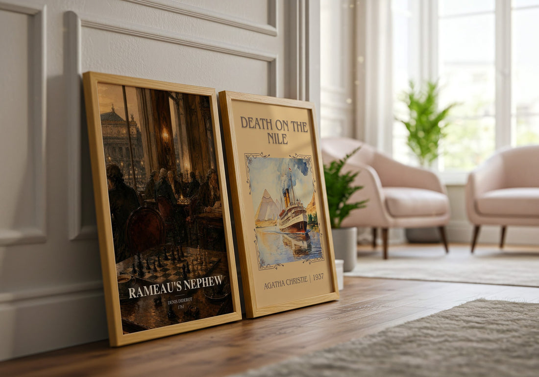 Rameau's Nephew watercolour print framed by window – literary home decor