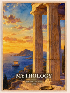 Mythology watercolour book poster by Edith Hamilton – framed literary art print