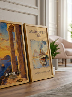 Mythology watercolour print framed by window – literary home decor