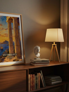 Mythology watercolour print on bookshelf – Edith Hamilton fan gift