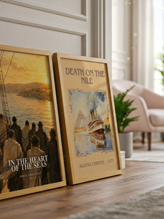 In The Heart Of The Seas watercolour print framed by window – literary home decor