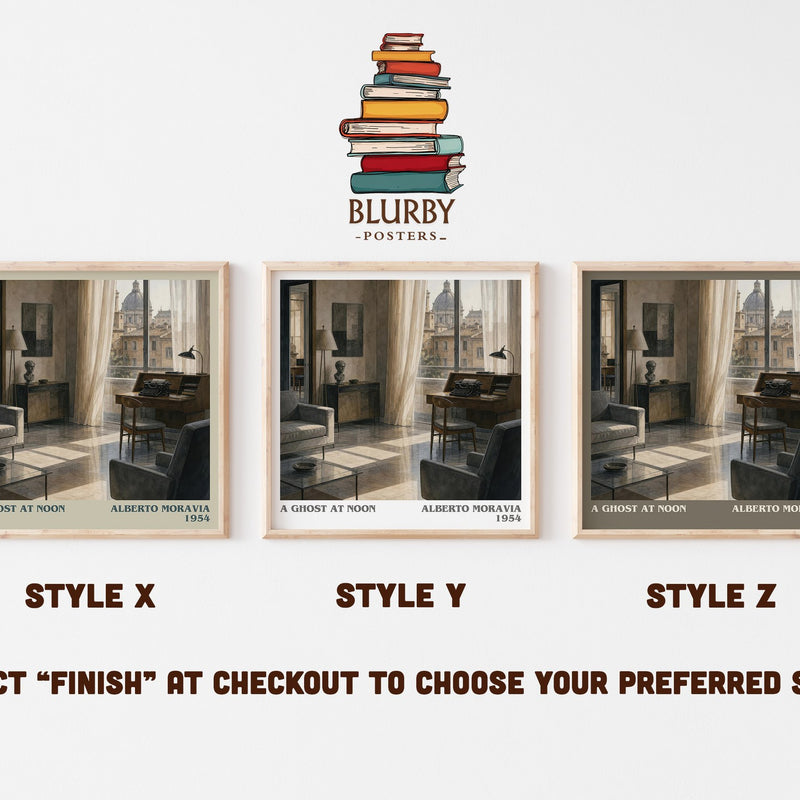 A Ghost at Noon literary print in frame leaning in hallway – literary fiction wall art