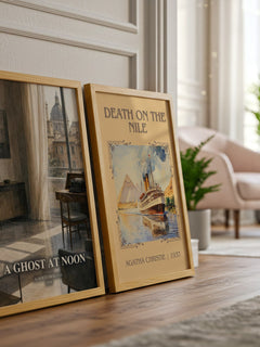 A Ghost at Noon watercolour print framed by window – literary home decor