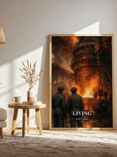 Living watercolour print in frame leaning in hallway – literary fiction wall art
