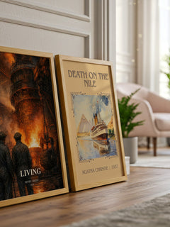 Living watercolour print framed by window – literary home decor