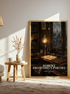 Robert Browning's Poetry watercolour print in frame leaning in hallway – poetry wall art