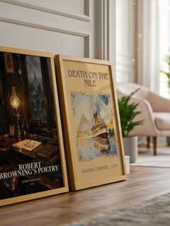 Robert Browning's Poetry watercolour print framed by window – literary home decor