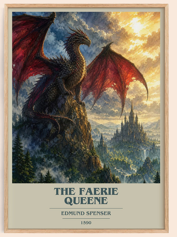 The Faerie Queene book cover book poster by Edmund Spenser – framed literary art print