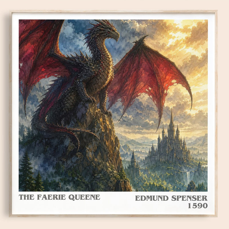 The Faerie Queene literary book poster by Edmund Spenser – framed literary art print