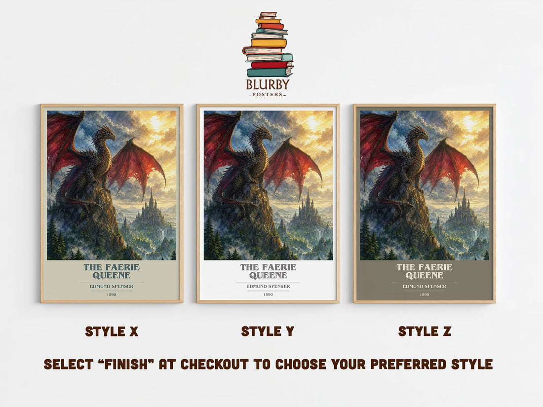 The Faerie Queene book cover print in frame leaning in hallway – poetry wall art (mockup)