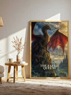 The Faerie Queene watercolour print in frame leaning in hallway – poetry wall art