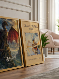 The Faerie Queene watercolour print framed by window – literary home decor