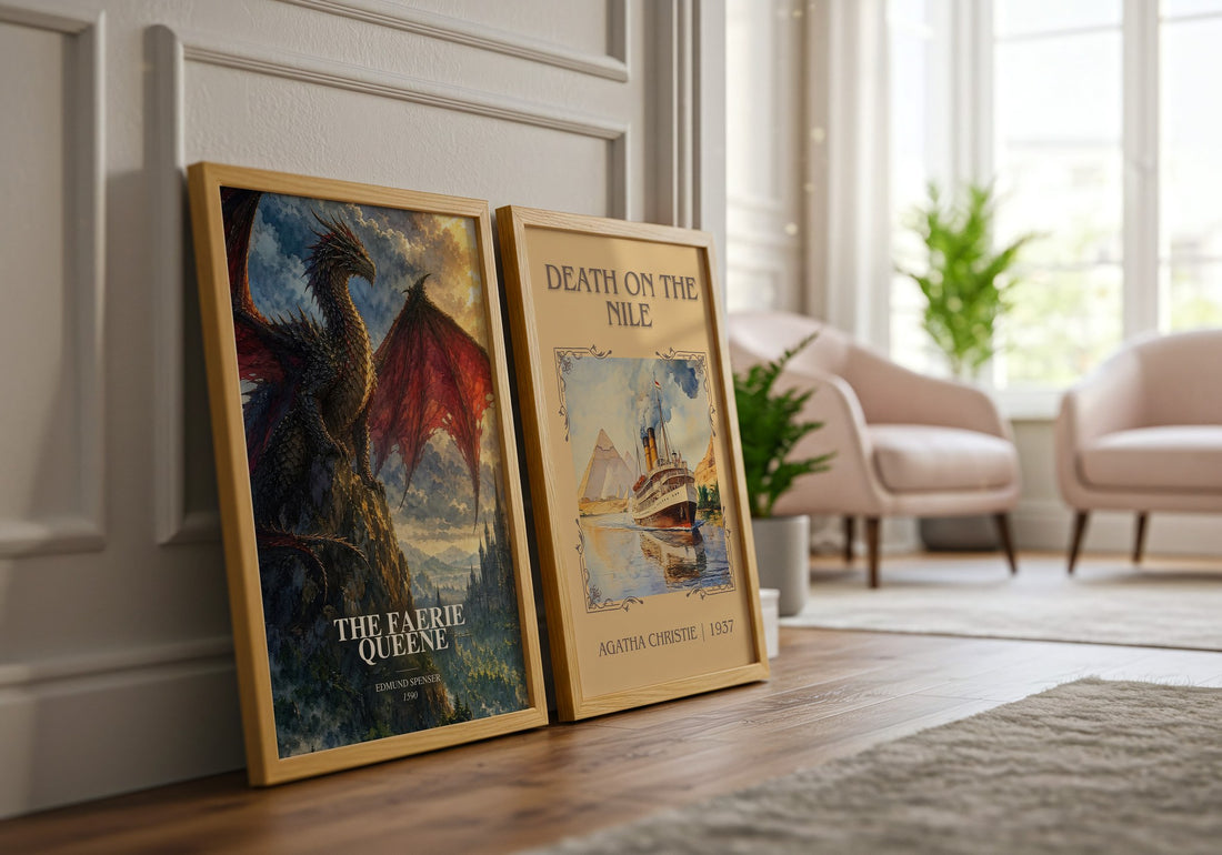 The Faerie Queene watercolour print framed by window – literary home decor