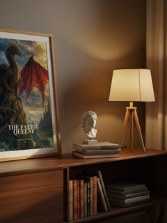 The Faerie Queene watercolour print on bookshelf – Edmund Spenser fan gift
