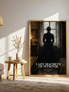 Lady Macbeth Of Mtsensk watercolour print in frame leaning in hallway – literary fiction wall art