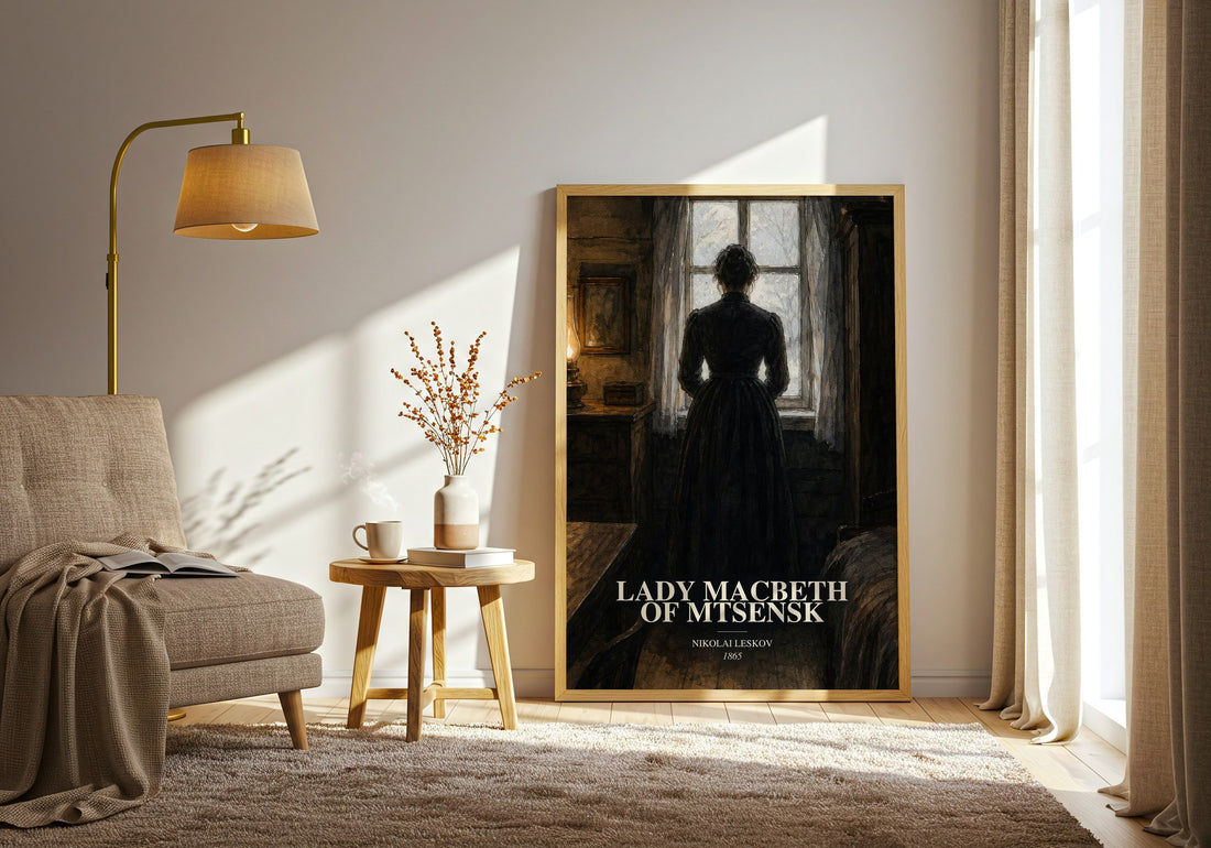 Lady Macbeth Of Mtsensk watercolour print in frame leaning in hallway – literary fiction wall art