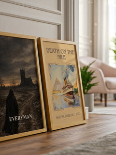 Everyman watercolour print framed by window – literary home decor