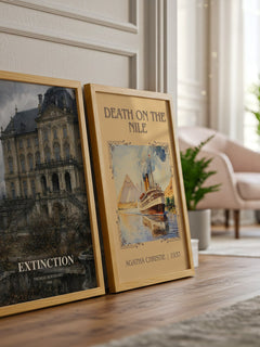 Extinction watercolour print framed by window – literary home decor