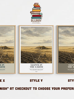 Giants in the Earth book cover print in frame leaning in hallway – historical fiction wall art