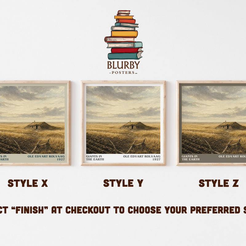 Giants in the Earth literary print in frame leaning in hallway – historical fiction wall art