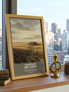 Giants in the Earth book cover print framed by window – literary home decor