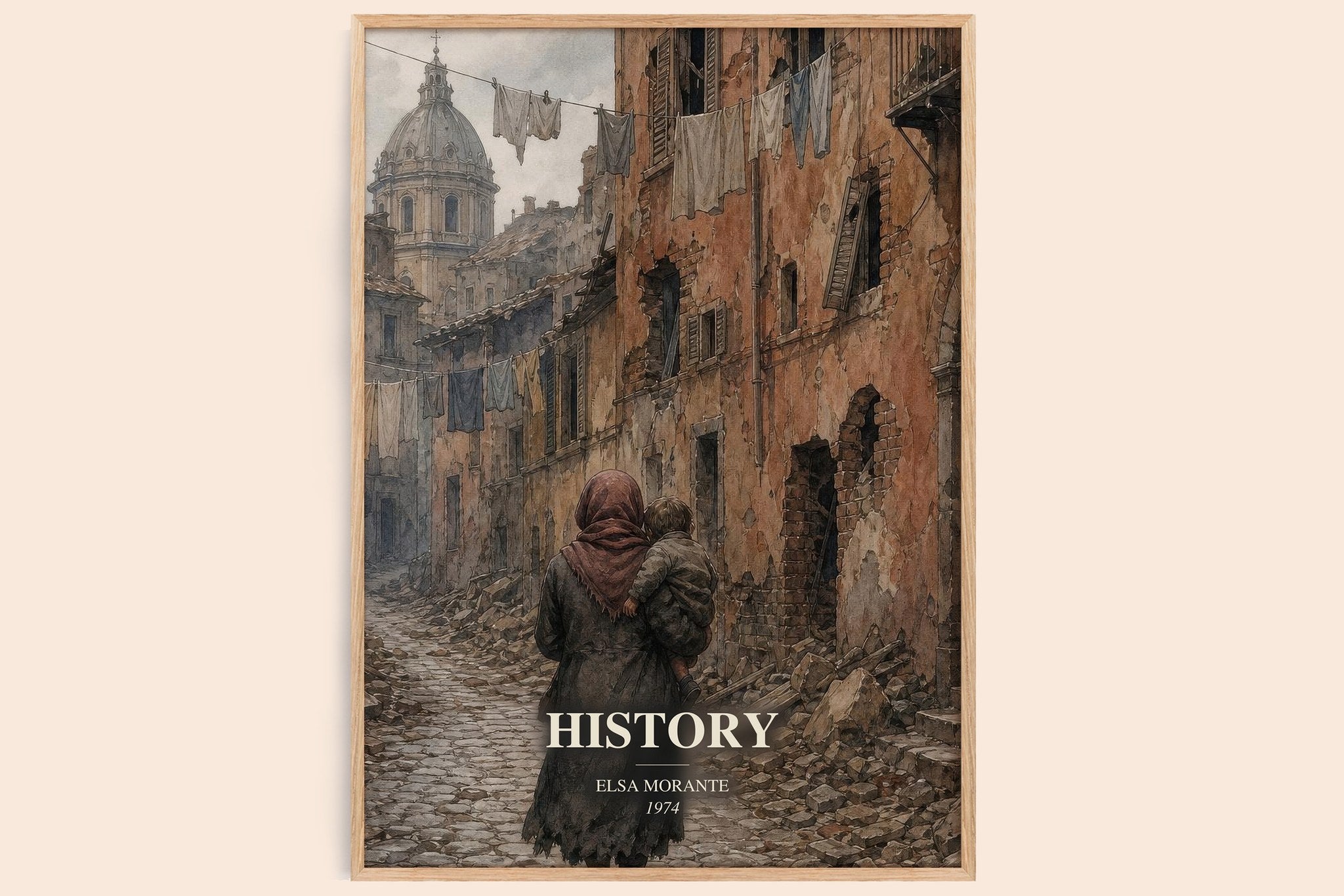 History Book Watercolour Illustration by Elsa Morante