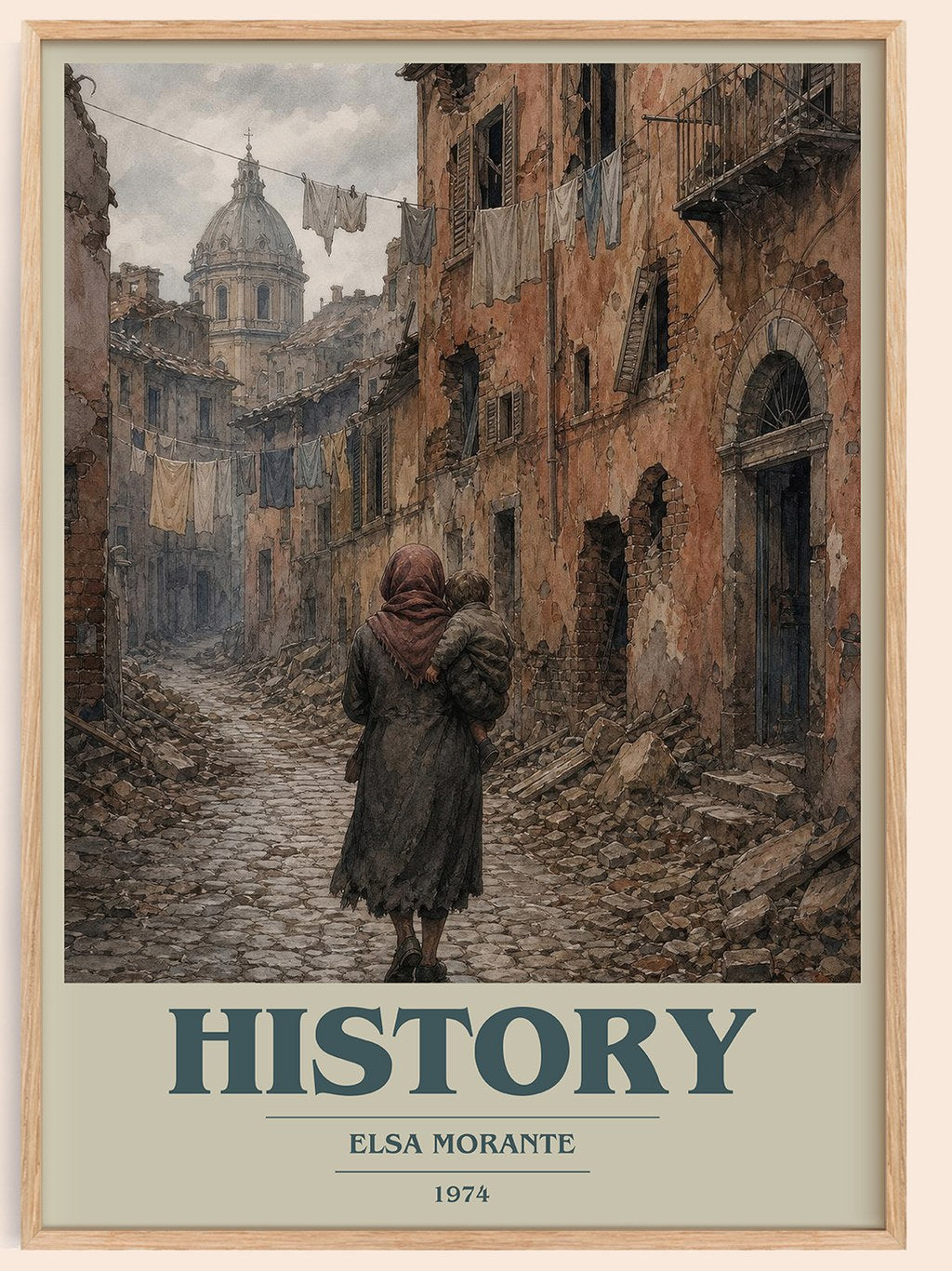 History book cover book poster by Elsa Morante – framed literary art print