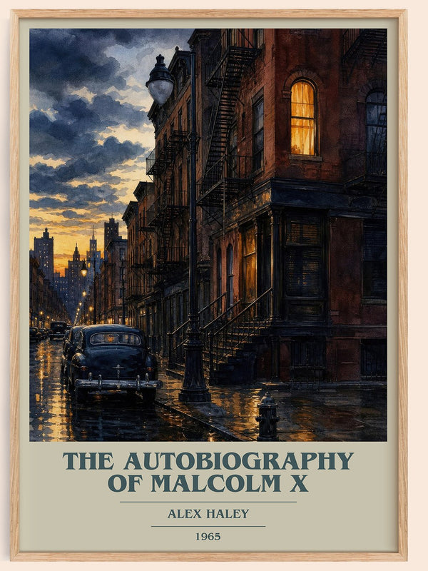 The Autobiography of Malcolm X book cover book poster by Alex Haley – framed literary art print