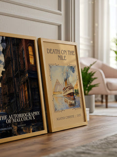 The Autobiography of Malcolm X watercolour print framed by window – literary home decor