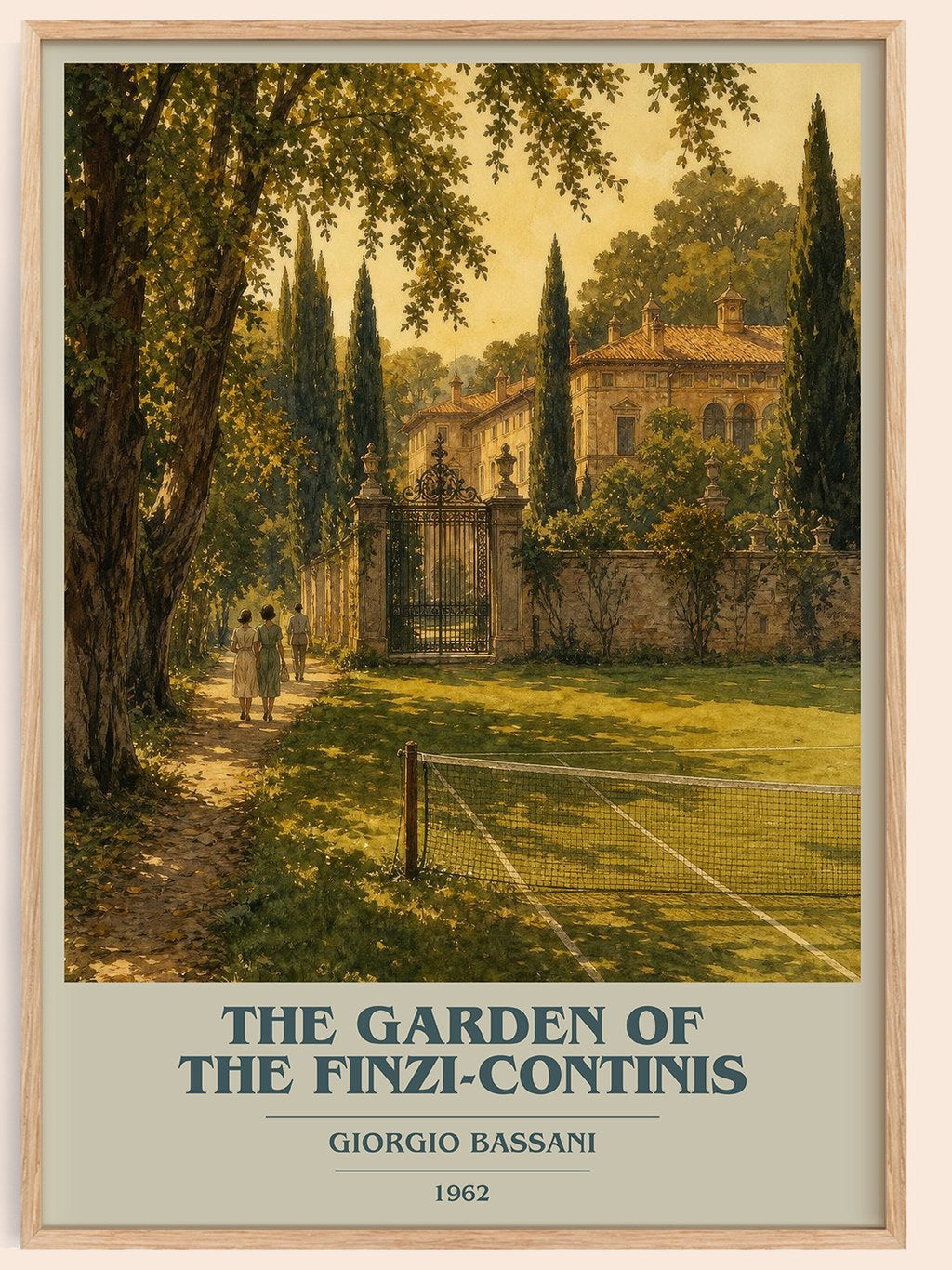 The Garden of the Finzi-Continis book cover book poster by Giorgio Bassani – framed literary art print