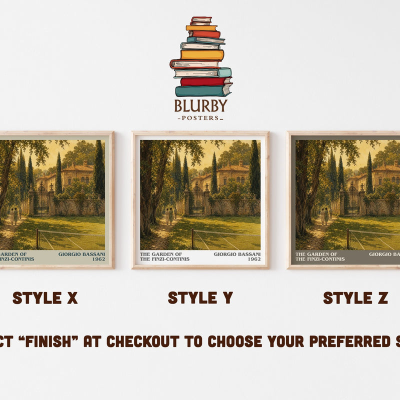 The Garden of the Finzi-Continis literary print in frame leaning in hallway – historical fiction wall art