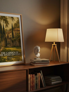 The Garden of the Finzi-Continis watercolour print on bookshelf – Giorgio Bassani fan gift