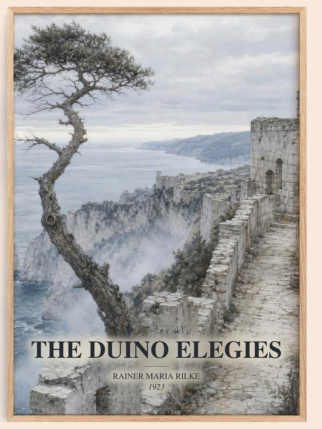 The Duino Elegies watercolour book poster by Rainer Maria Rilke – framed literary art print