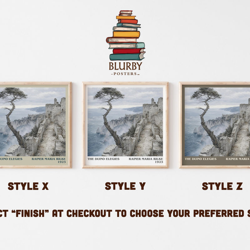The Duino Elegies literary print in frame leaning in hallway – poetry wall art