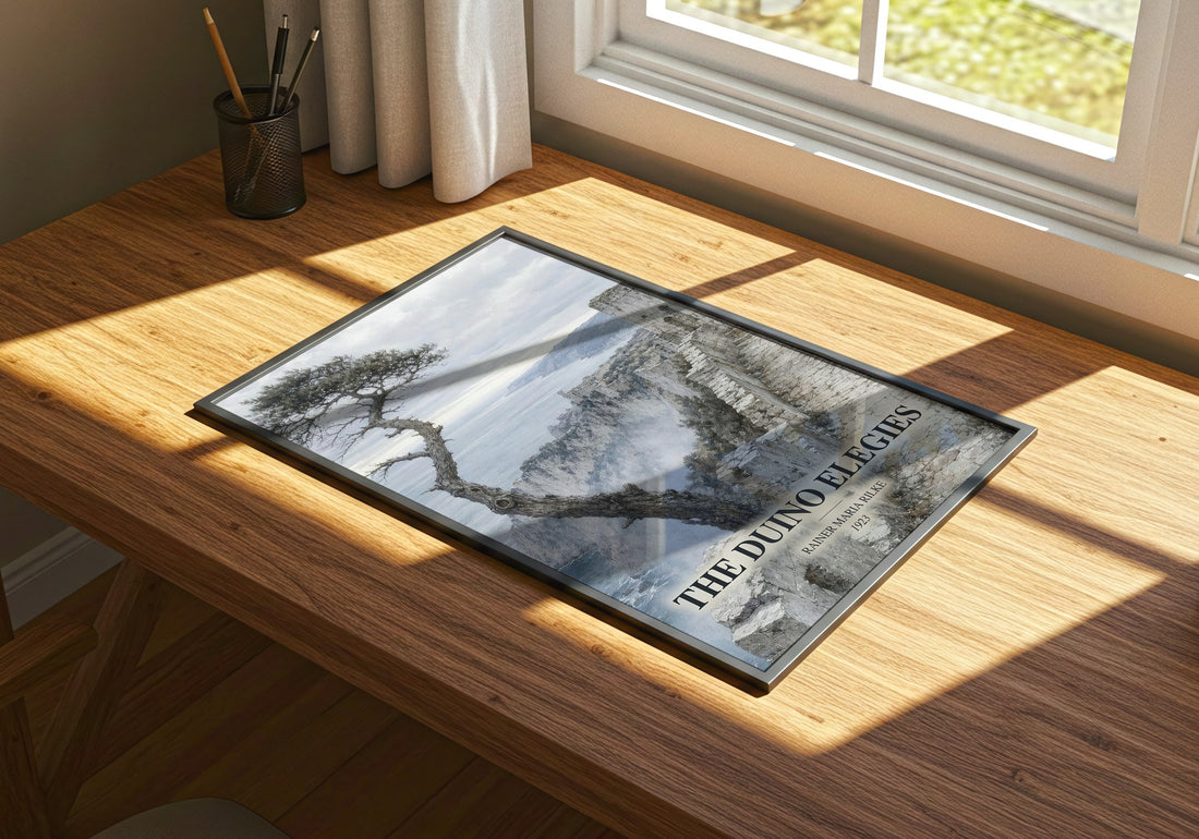 The Duino Elegies watercolour book poster framed on wall – poetry wall art