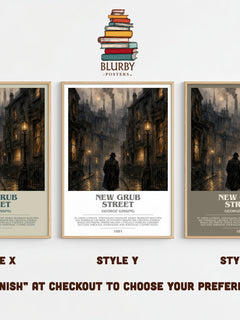 New Grub Street bookish print framed by window – literary home decor