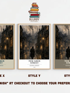 New Grub Street book cover print framed by window – literary home decor