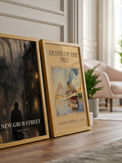 New Grub Street watercolour print framed by window – literary home decor