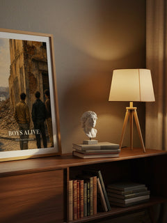 Boys Alive watercolour print on bookshelf – Pier Paolo Pasolini fan gift