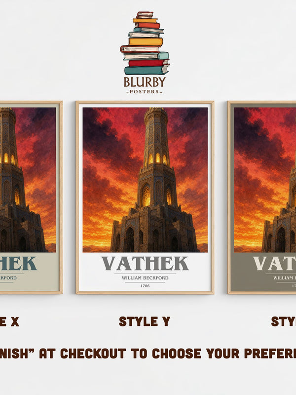 Vathek book cover print in frame leaning in hallway – gothic wall art