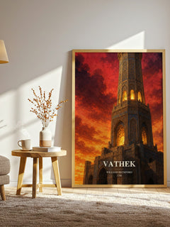 Vathek watercolour print in frame leaning in hallway – gothic wall art