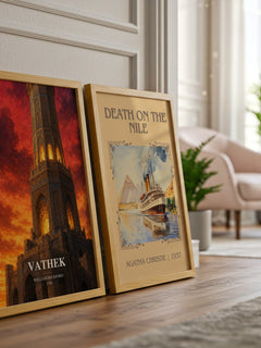 Vathek watercolour print framed by window – literary home decor