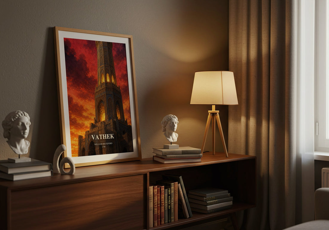 Vathek watercolour print on bookshelf – William Beckford fan gift